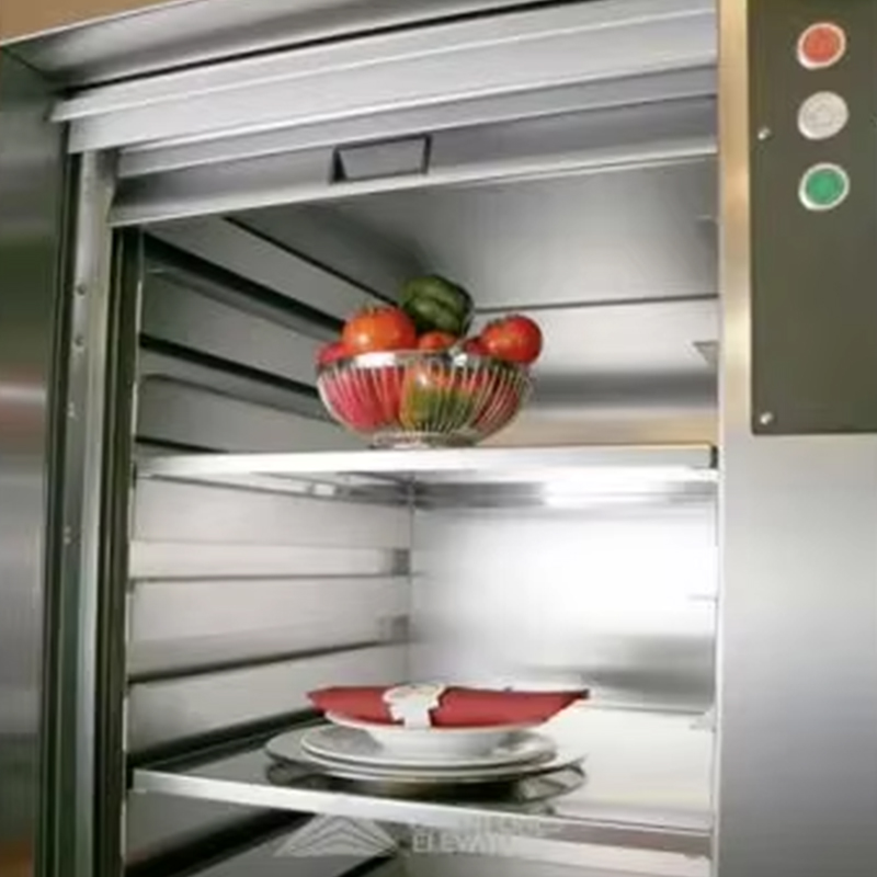 VTEF108 Elektrický bezprevodový striedavý výťah s PVC podlahou pre reštauráciu a hotelovú kuchyňu