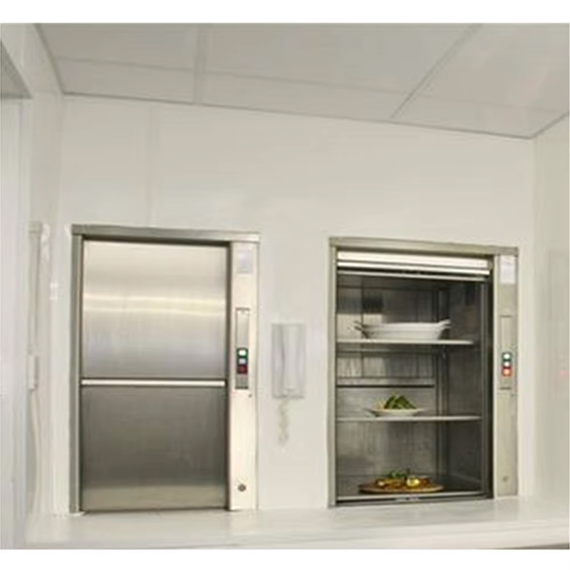 VTEF110 Reštauračné služby Výťah jedál Automatické dvere Bezprevodová trakcia AC Pohon PVC Podlaha Odolná Bezpečné pre hotely Vily Kuchyne