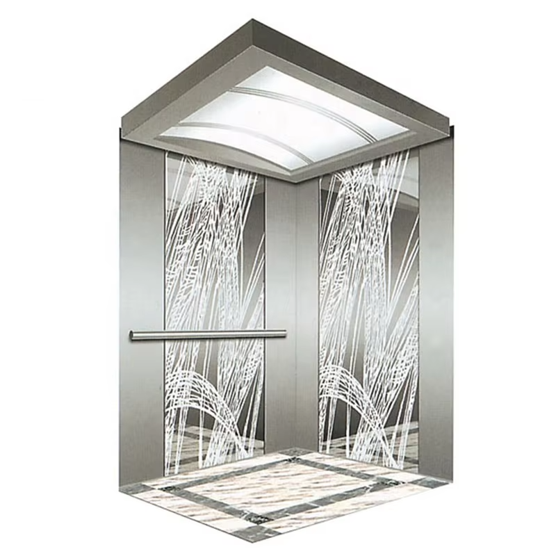 Kabína osobného výťahu VTSP130 pre hotely s nerezovou konštrukciou Ozdobná stropná LED lišta Záruka 1 rok