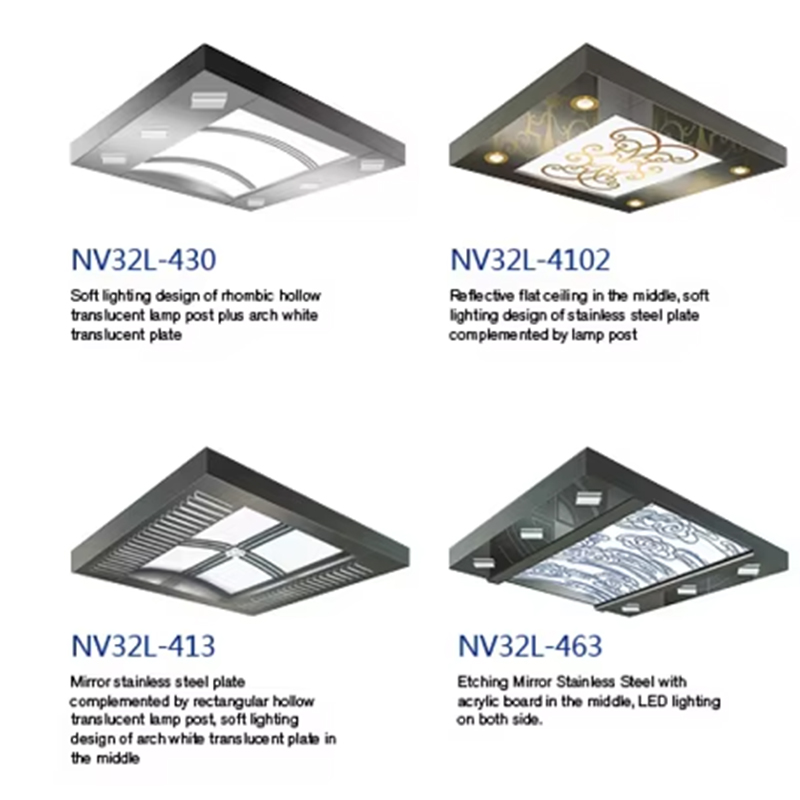 VTSP139 Dekorácia kabíny výťahu Moderný LED stropný panel kabíny výťahu Nerezový dizajn stropného výťahu